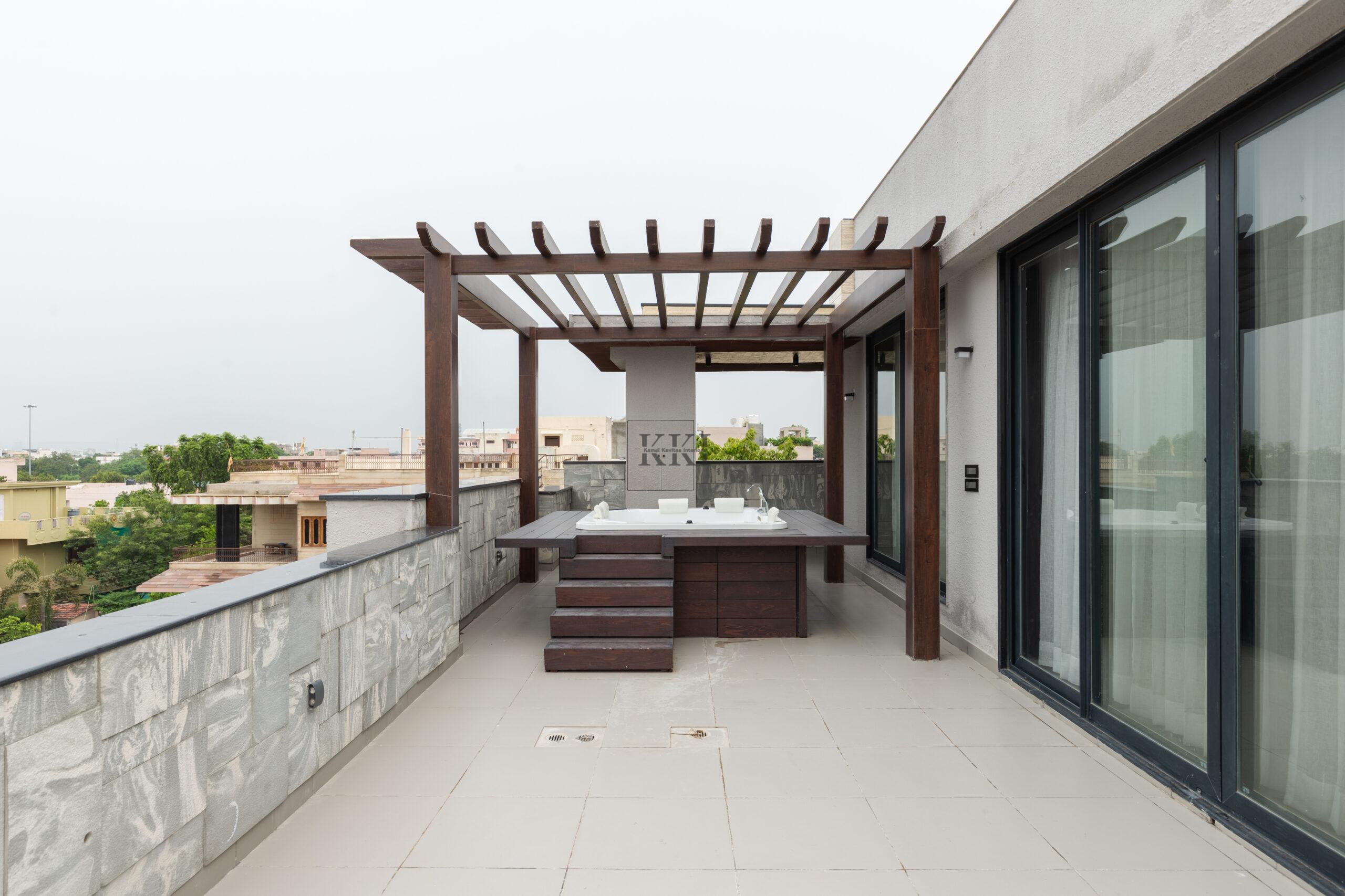 Terrace deck area interior design by Kamal Kavita Interiors