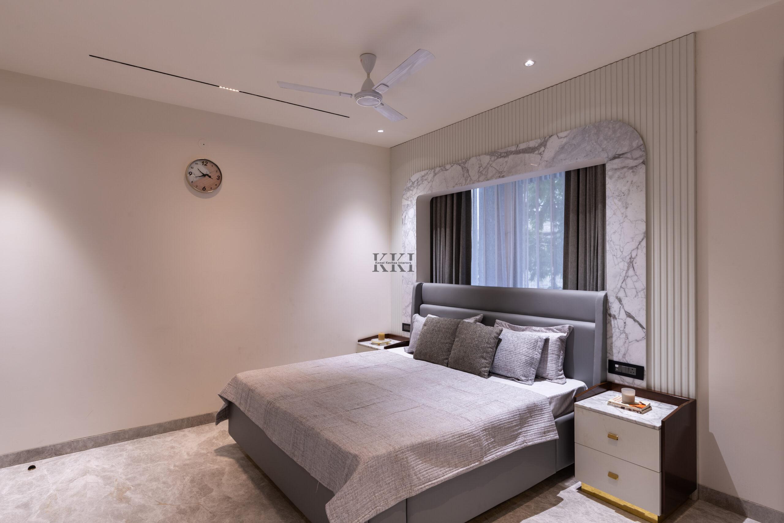 modern bedroom designed with style and interior desin by Kamal Kavita Interiors in Jaipur